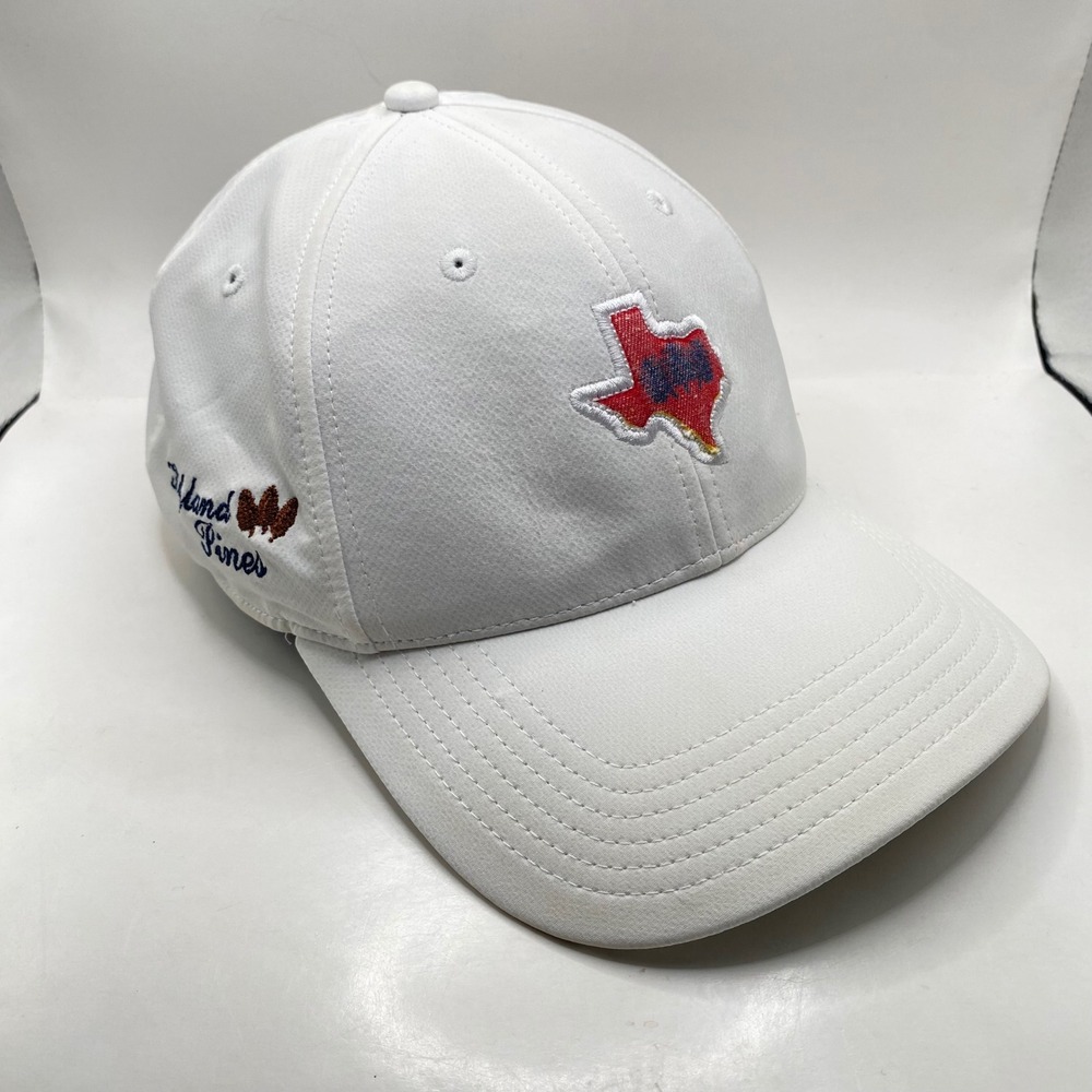 Pines Golf Hat TEXAS Ahead Performance Highland Mens OSFA White Wicking Cap Logo
